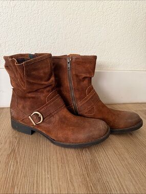 Born Brown Suede Ankle Boots with Side Buckle